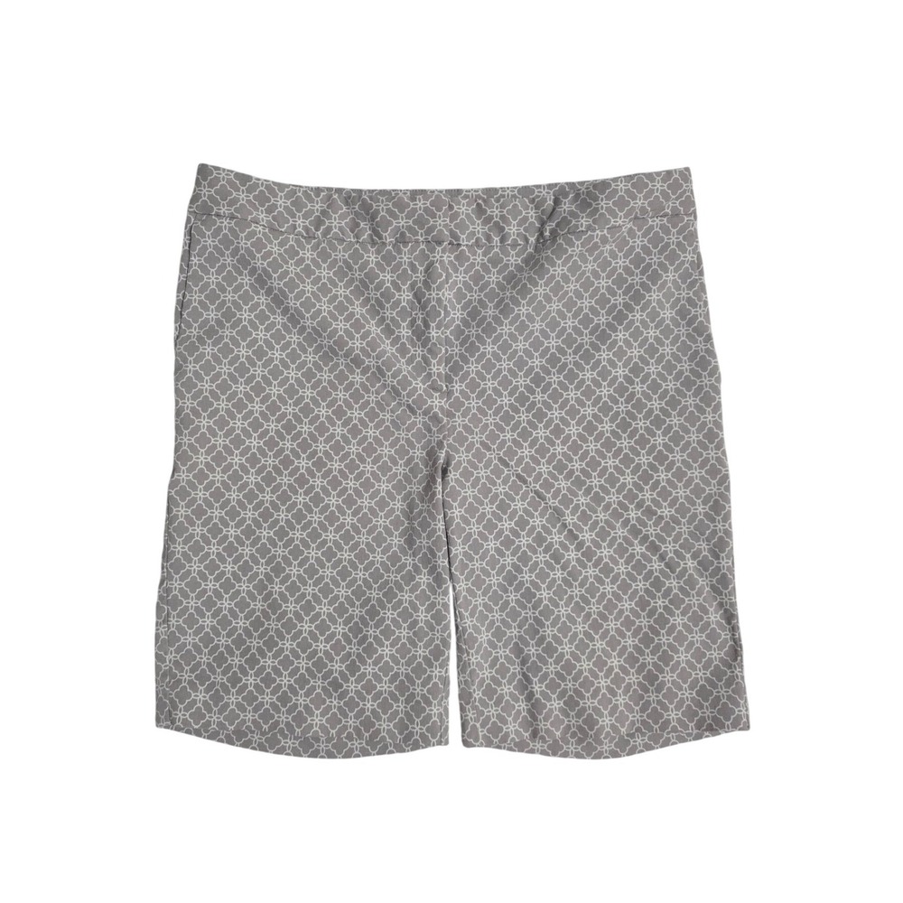 Mario Serrani‎ Italy Womens Gray White Geometric Bermuda Shorts Size 6 Stretch